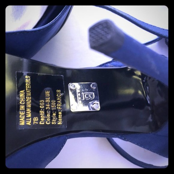 Bakers Shoes Vintage Bakers Navy Satin Bow Ankle Strap Heels 7